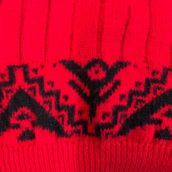 Vintage Crewneck‎ Red Black Nordic Fair Isle Long Sleeve Ski Winter Sweater Larg - Picture 7 of 9